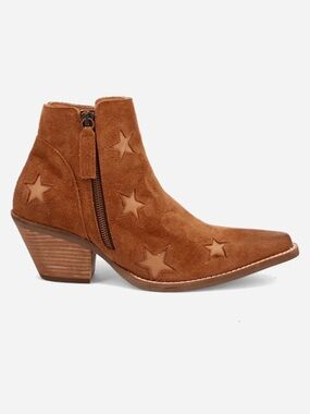 Dingo Little Star Cut Out Snip Toe Zippered Cowboy Booties New!